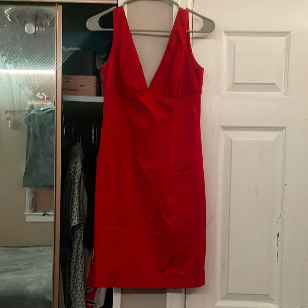 Forever Young Vibrant Red Backless Dress back zipper does work stitching back.